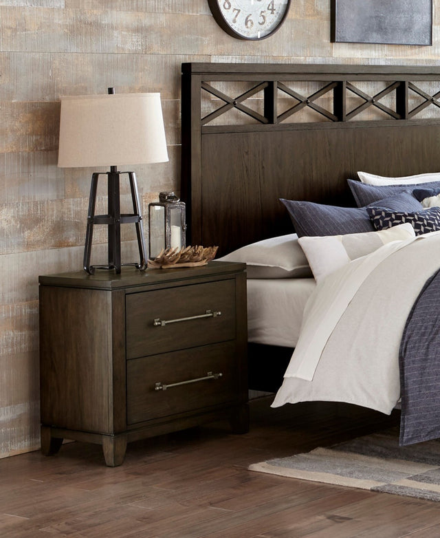 Contemporary Style Bedroom 1pc Nightstand of 2 Drawers Dark Brown Finish Wooden Furniture Modern Look