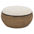 Island Straw Storage Ottoman / Coffee Table - Dark Brown / White by Uttermost - View 1