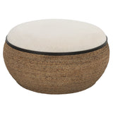 Island Straw Storage Ottoman / Coffee Table - Dark Brown / White by Uttermost - View 1