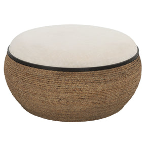 Island Straw Storage Ottoman / Coffee Table - Dark Brown / White by Uttermost - View 1