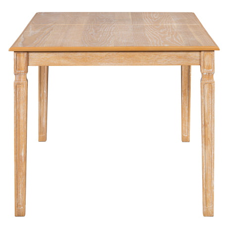 TREXM Vintage Extendable Dining Table Set for 6 with 4 Chairs & Bench, 59 to 72-Inch Rustic Farmhouse Kitchen Table Set with Distressed Finish and Retro Carved Legs (Natural Wood Wash) - sold by Home Elegance USA