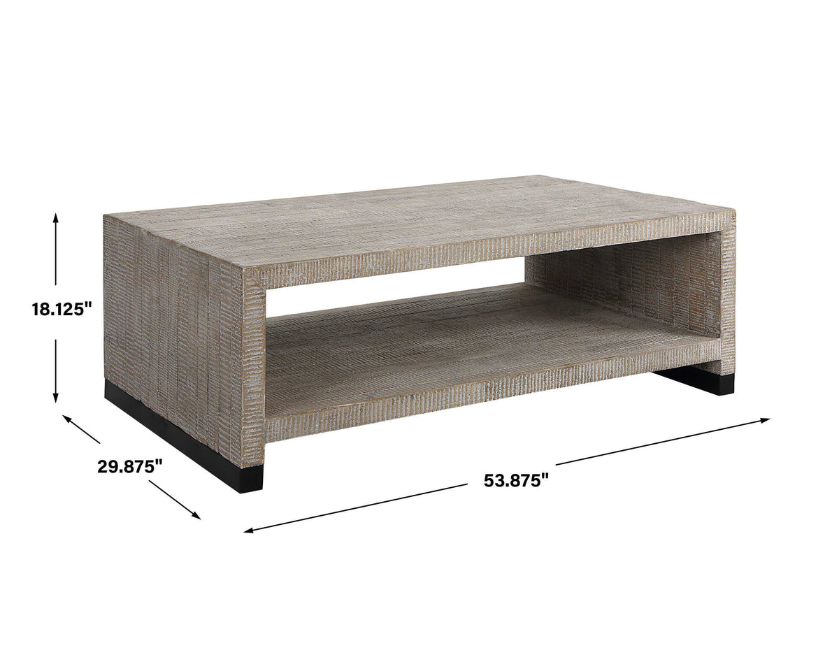 Bosk White Washed Coffee Table - Dark Gray by Uttermost - View 7