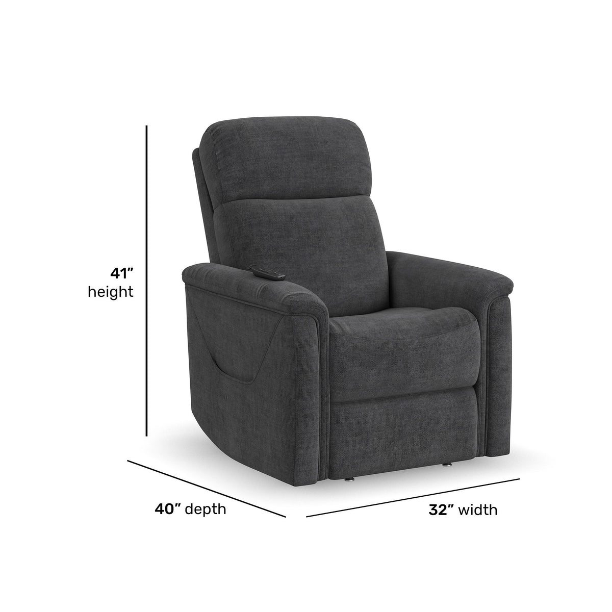 Luma Petite Power Lift Recliner With Power Headrest, Lumbar, Heat & Massage - Dark Gray | Flexsteel