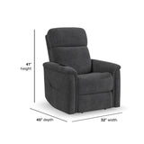 Luma Petite Power Lift Recliner With Power Headrest, Lumbar, Heat & Massage - Dark Gray | Flexsteel
