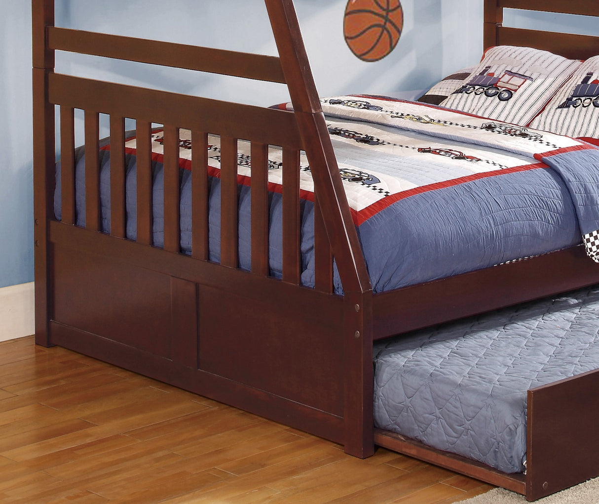 1pc Twin/Full Bunk Bed with Twin Trundle Dark Cherry Finish Wooden Bedroom Furniture - sold by Home Elegance USA