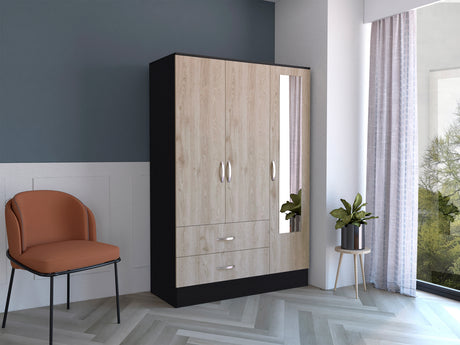 Mirrored Armoire Draggo, Bedroom, Black / Light Gray - sold by Home Elegance USA