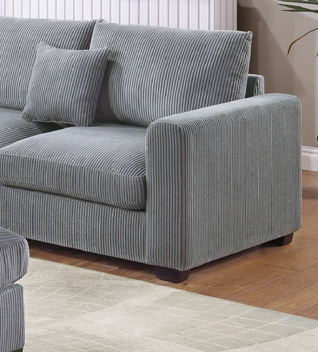 L-Sectional Sofa Corduroy Fog Color LAF And RAF Loveseats Corner Wedge Ottoman 4pcs Sectional Set Couch Living Room Furniture - sold by Home Elegance USA