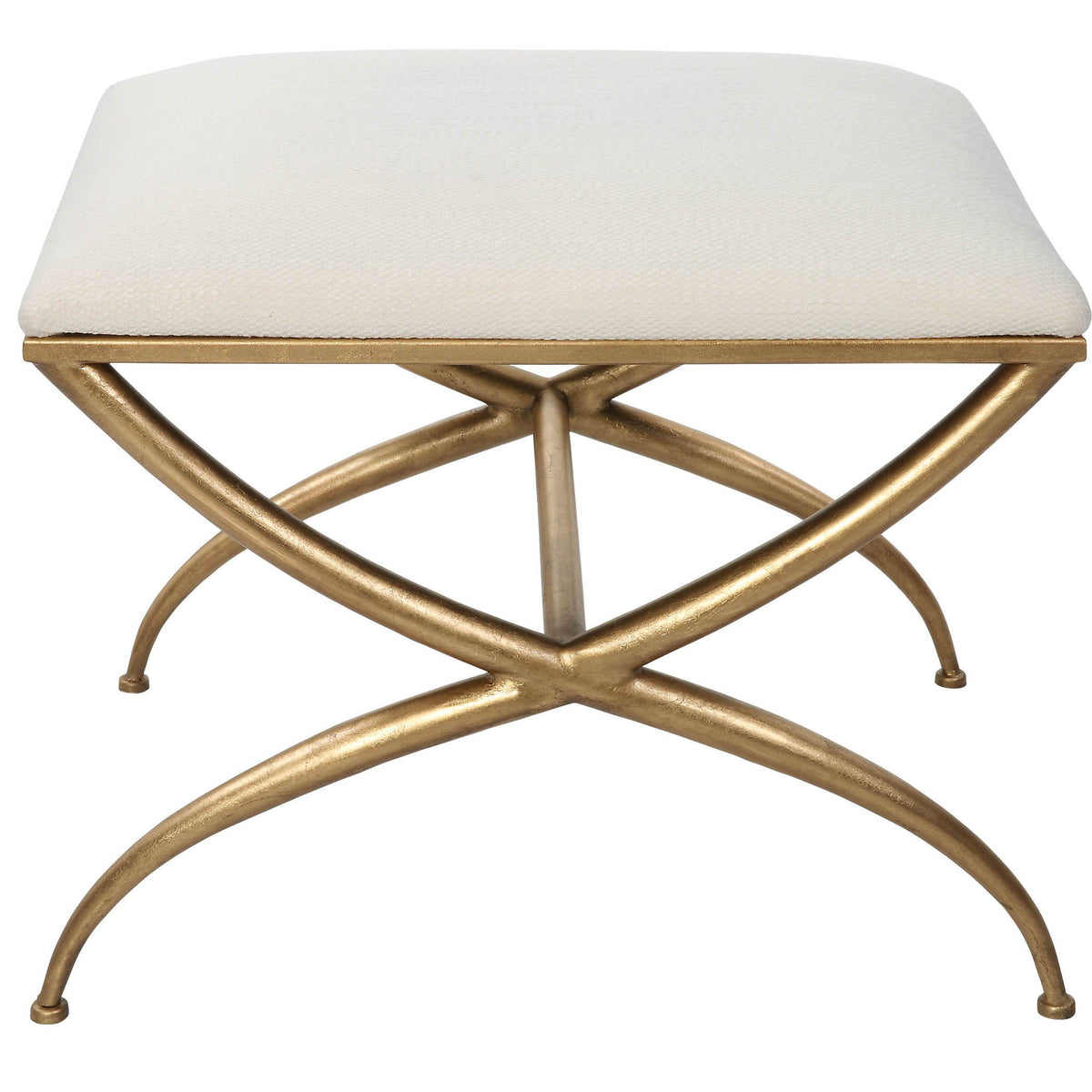 Crossing Small Bench - White / Gold by Uttermost - View 1