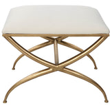 Crossing Small Bench - White / Gold by Uttermost - View 1