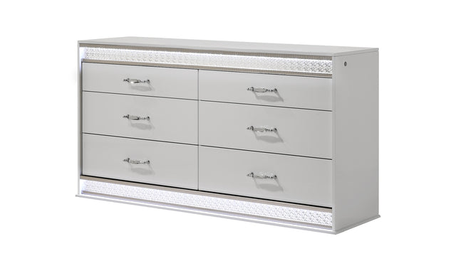 Glam Modern Style 6- Drawer Dresser Made with Wood in White (INCLUDES DRESSER ONLY)      same asG150108642  (NJ Inventory)