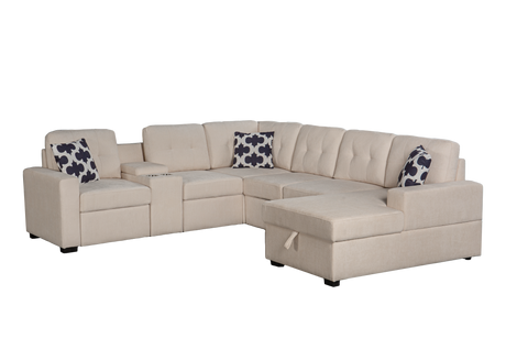 Multifunctional Modular L - Shaped Sectional Sofa with Built - in Cup Holders, Hidden Storage Compartments and Convertible Seating Design - sold by Home Elegance USA