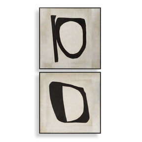 Characters Abstract Art (Set of 2) - Black / Beige by Uttermost - View 1