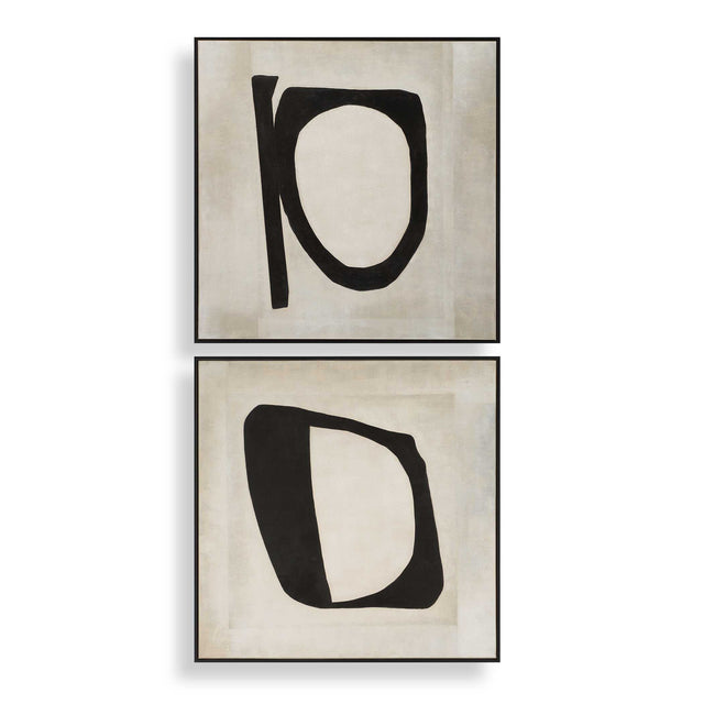 Characters Abstract Art (Set of 2) - Black / Beige by Uttermost - View 1