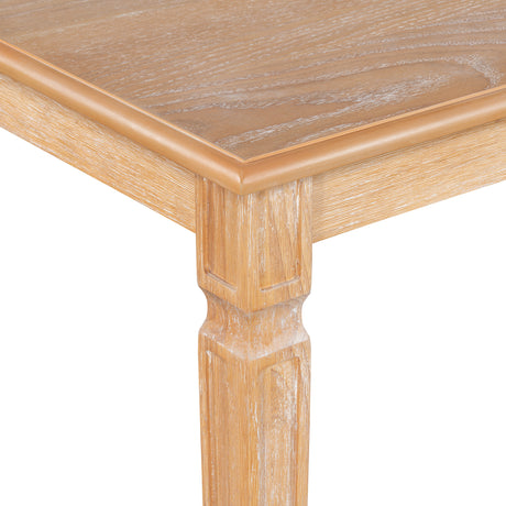 TREXM Vintage Extendable Dining Table Set for 6 with 4 Chairs & Bench, 59 to 72-Inch Rustic Farmhouse Kitchen Table Set with Distressed Finish and Retro Carved Legs (Natural Wood Wash) - sold by Home Elegance USA