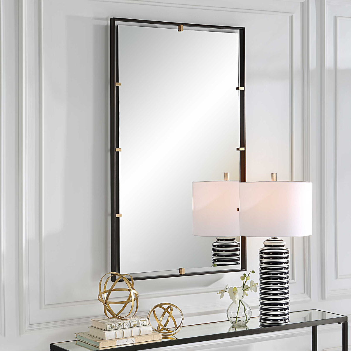 Egon Rectangular Mirror - Black / Silver by Uttermost - View 3
