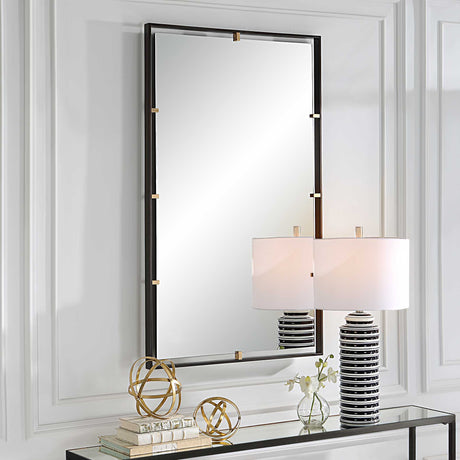 Egon Rectangular Mirror - Black / Silver by Uttermost - View 3