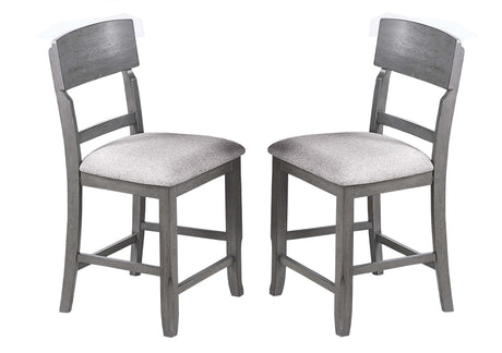 Contemporary 7pc Counter Height Dining Set Gray Table w Lazy Susan Built-in Leaf 6x High Chairs Kitchen Dining Room Storage Space Furniture - sold by Home Elegance USA