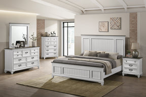 Clelane Wood Bedroom 5 piece Set with Shiplap Panel King Bed, Dresser, Mirror, Nightstand, and Chest - sold by Home Elegance USA
