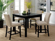 Rustic Style 5pc Counter Height Dining Table Set 1x Table 4x Chairs Fabric Chairs Bold Distressed Detail Nailhead Trim Antique Black Finish - sold by Home Elegance USA