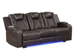 Benz LED & Power Reclining 2 Pc Set Made With Faux Leather in Brown | Home Elegance USA