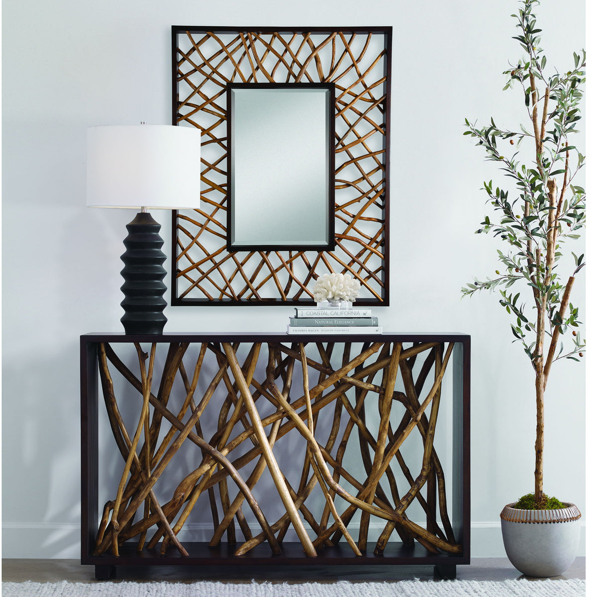 Teak Maze Rectangle Mirror - Dark Brown by Uttermost - View 2