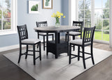 5Pc Counter Height Dining Set Two-tone Finish Light Gray Upholstery Fabric Wooden Dining Room Furniture Light Gray