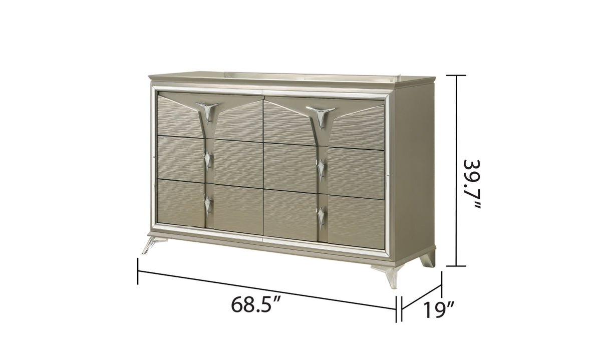 Samantha Modern Style King 5PC Bedroom Set Made with Wood & LED Headboard - Home Elegance USA