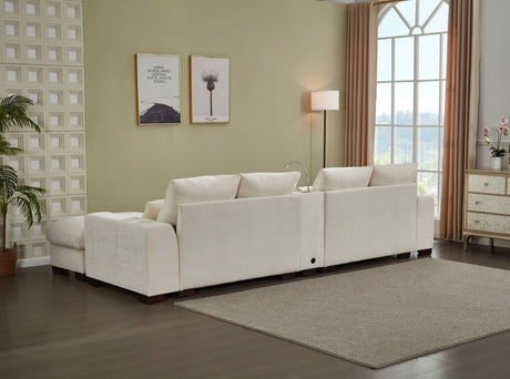 Modern Sectional Sofa Couch with Console,USB Charging Port,Reading Light,Cup Holder, Beige - sold by Home Elegance USA