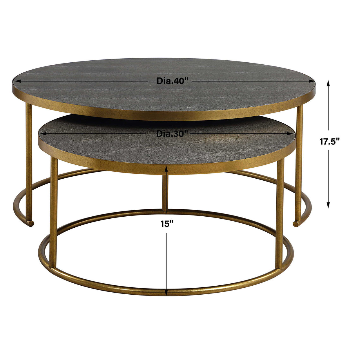 Aragon Nesting Coffee Tables (Set of 2) - Dark Gray / Bronze by Uttermost - View 6