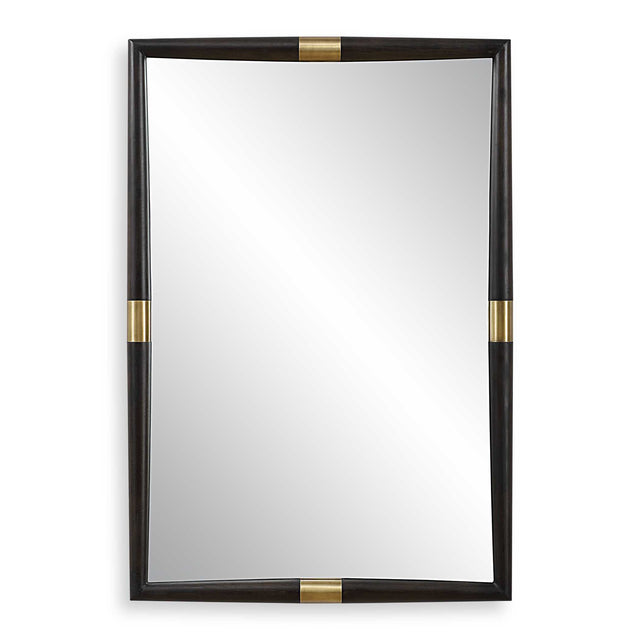 Larkin Dark Wood & Brass Mirror - Dark Brown by Uttermost - View 1