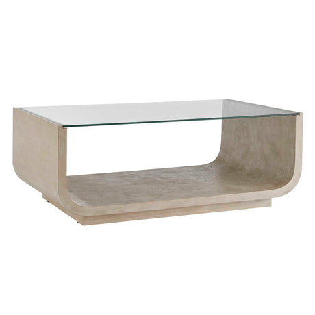 Maeva Modern Glass Coffee Table Woodtone - Gray by Uttermost - View 5