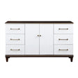Contemporary White and Cherry Finish 1pc Dresser of 6x Drawers 2x Shelves Modern Bedroom Furniture 2-Tone Finish with Gold Trim