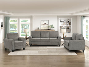 Classic Comfort 3pc Sofa Set Living Room Furniture Sofa Loveseat Chair Durable Brown Chenille Upholstery Rolled Arms