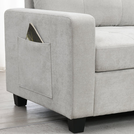 Chenille U Shaped Sectional Sofa with Acrylic Table Top, USB Charger, Storage Drawers, Pockets and Movable Ottoman - sold by Home Elegance USA