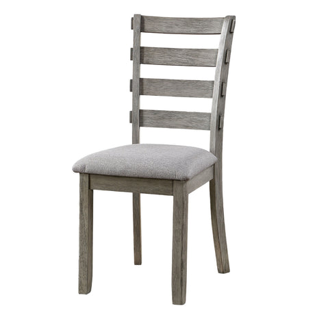 Dining Table 6x Side Chairs 7pcs Dining Set Grey Finish Dining Room Furniture Fabric Seat Rustic Style - sold by Home Elegance USA