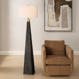 Lathey Tapered Floor Lamp - Black by Uttermost - View 2