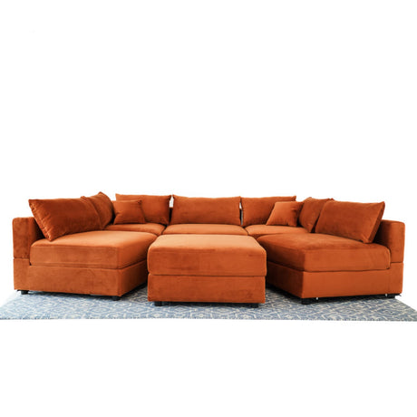 Hayward Modern Oversized Velvet Modular Sectional Sofa in Burnt Orange - sold by Home Elegance USA