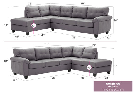 Gallant G912B-SC Sectional , GRAY - sold by Home Elegance USA