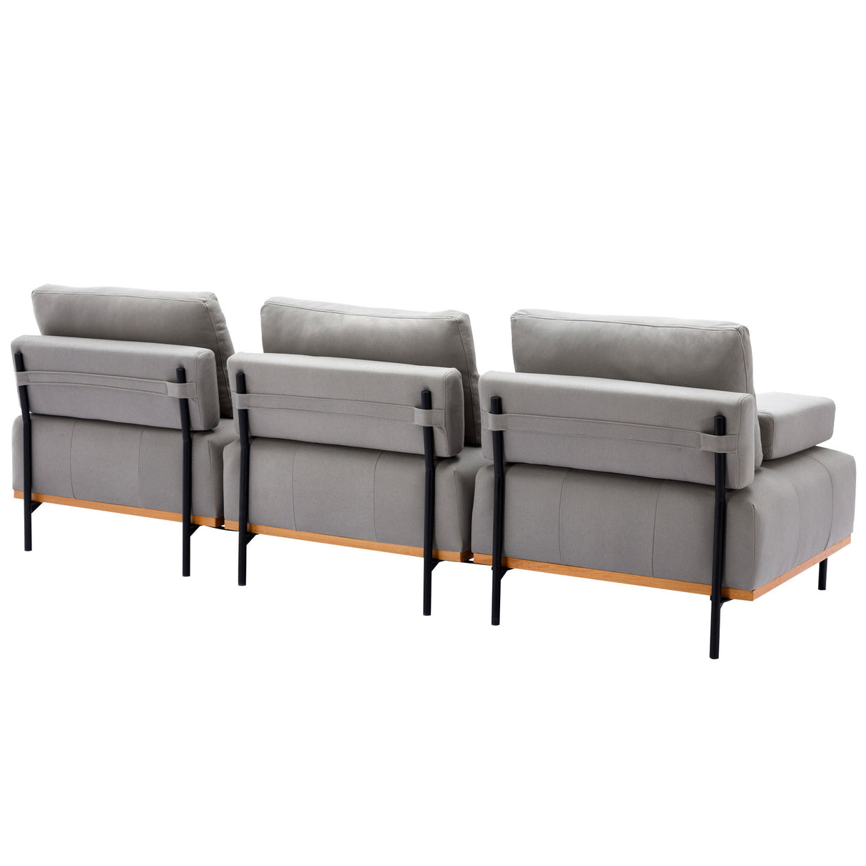 100.7'' L - Shape Sectional Sofa 3 - Seater Couches with a Removable Ottoman, Comfortable Fabric for Living Room, Apartment, Grey - SG001210AAE - image - 16