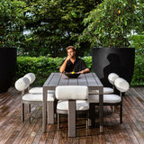 Bolster Back Outdoor Dining Chair - White / Black by Uttermost - View 8