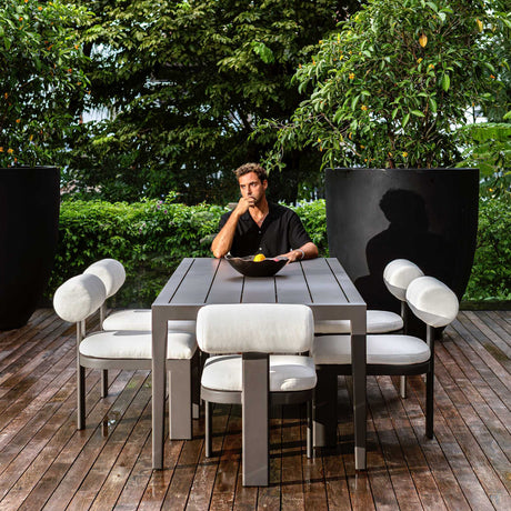 Bolster Back Outdoor Dining Chair - White / Black by Uttermost - View 8