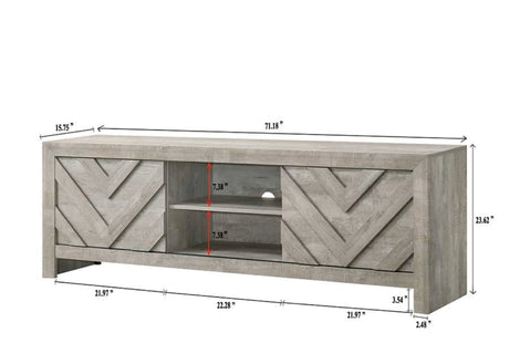 1pc Rustic Geometric Design Contemporary Traditional Interiors Entertainment Console TV Stand Living Room Furniture - sold by Home Elegance USA