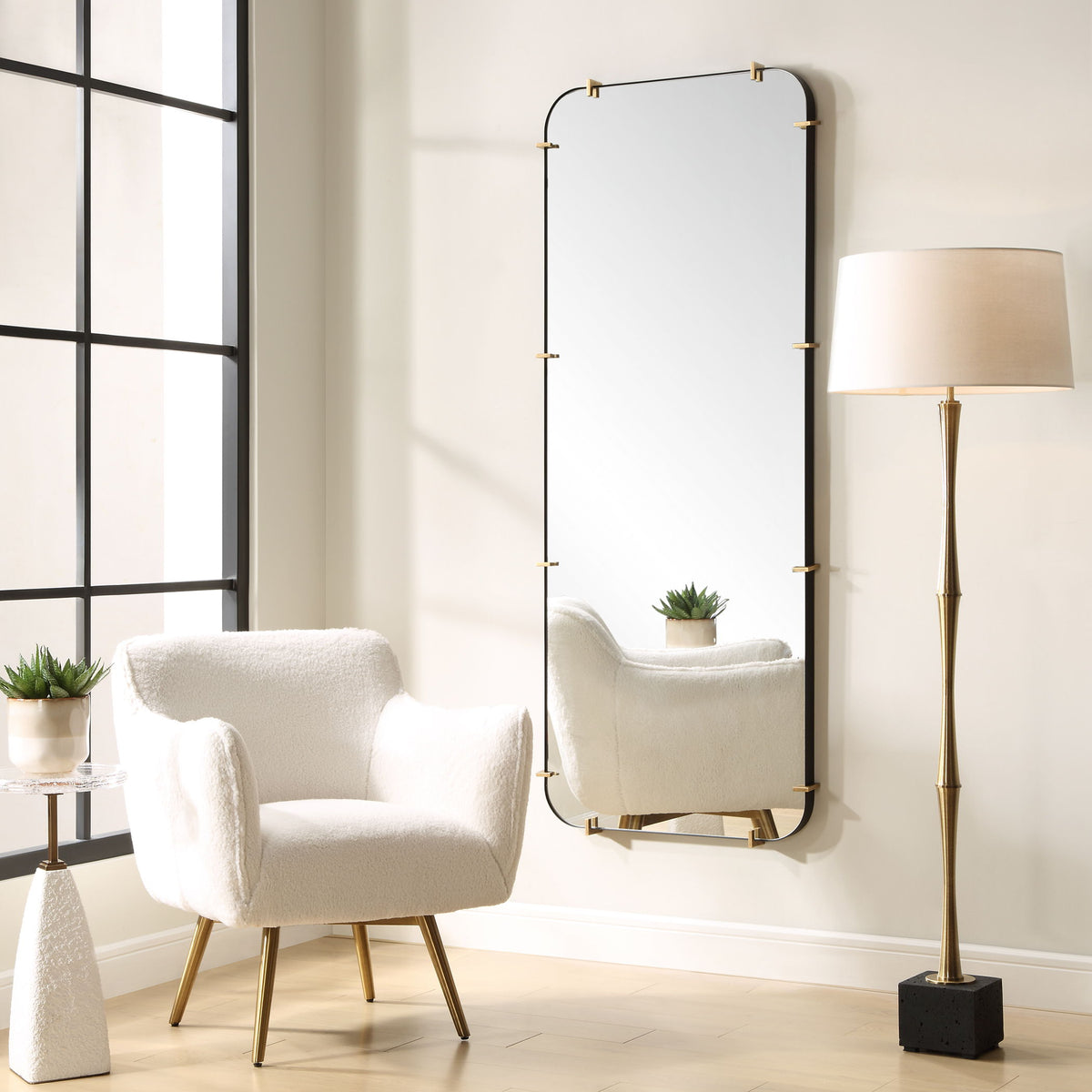 Pali Industrial Dressing Mirror - Gold by Uttermost - View 2