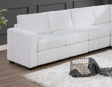 Elegant 4-Pc Sectional Set Milk One Arm Loveseat Corner Wedge Armless Chair Corduroy Upholstered L-Shaped Plush Couch - sold by Home Elegance USA