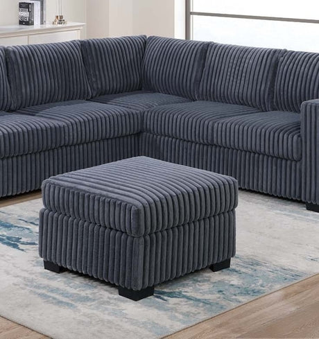 Beautiful 4-Piece Sectional Set W/ Ottoman Dark Gray One Arm Loveseat Corner Wedge Corduroy Upholstered Plush Couch - sold by Home Elegance USA