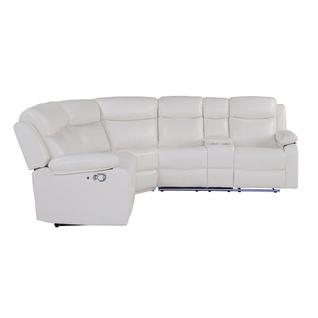 Modern Blanche White Right Arm Facing Sectional Sofa with Recline and Storage in Faux Leather - sold by Home Elegance USA