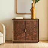 Flores Burl Wood 2 Door Cabinet Brass,Woodtone - Dark Brown by Uttermost - View 2