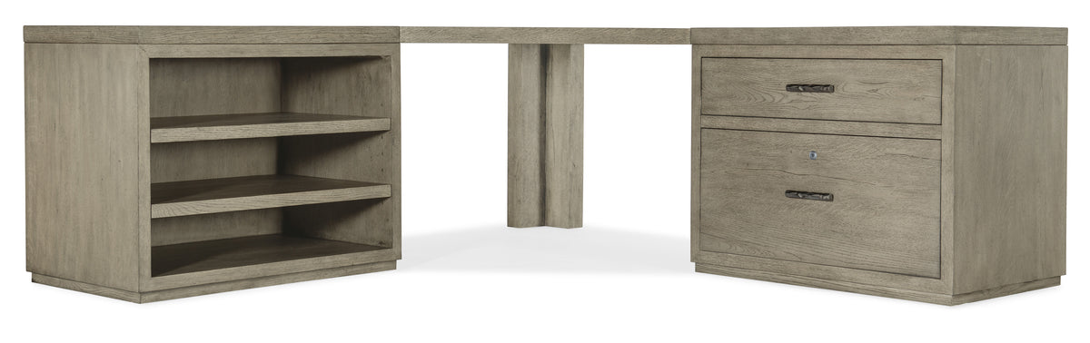 Linville Falls Corner Desk With Lateral File Cabinet And Open Desk Cabinet - Gray by Hooker Furniture - View 3