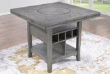 Dining Room Gray 1pc Counter Height Table w Built in Lazy Suzan Storage Shelf Dining Table Bottom Functional Kitchen Table