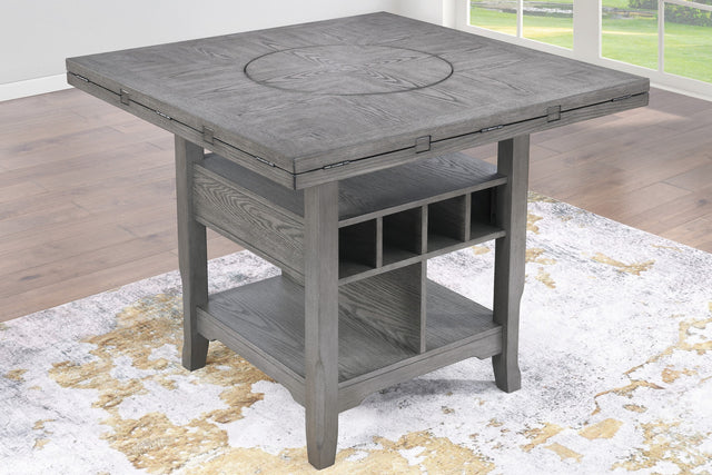 Dining Room Gray 1pc Counter Height Table w Built in Lazy Suzan Storage Shelf Dining Table Bottom Functional Kitchen Table